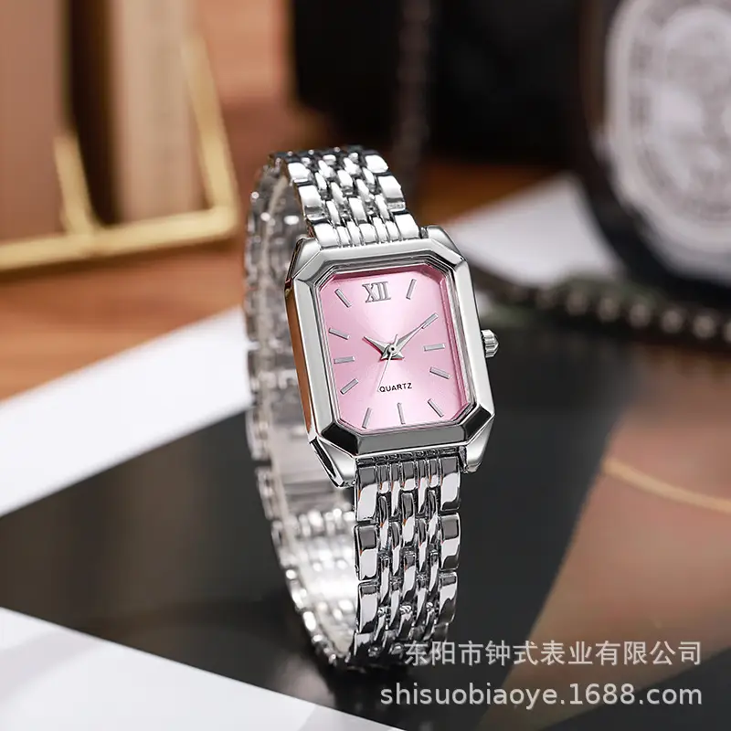 Simple and Versatile Square Quartz Watch, Exquisite Ins-Style Steel Band Fashion Quartz Watch, Fashionable Light Luxury Student Watch for Women