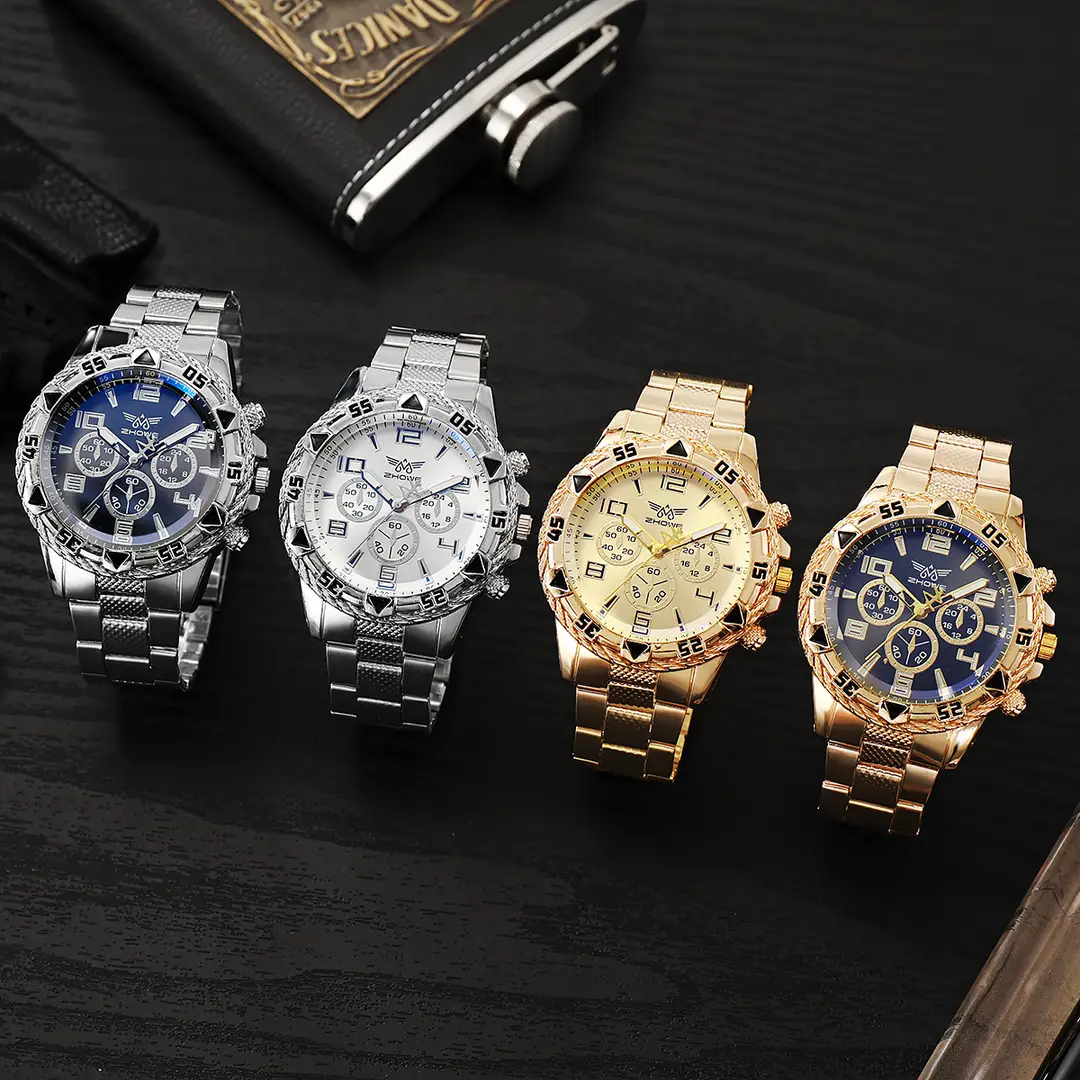 Cross-Border Hot-Selling Men's Watches, Fake Three-Eye Casual Steel Band Watches, Men's Wristwatches, Alloy Quartz Watches, Wholesale — feature 2