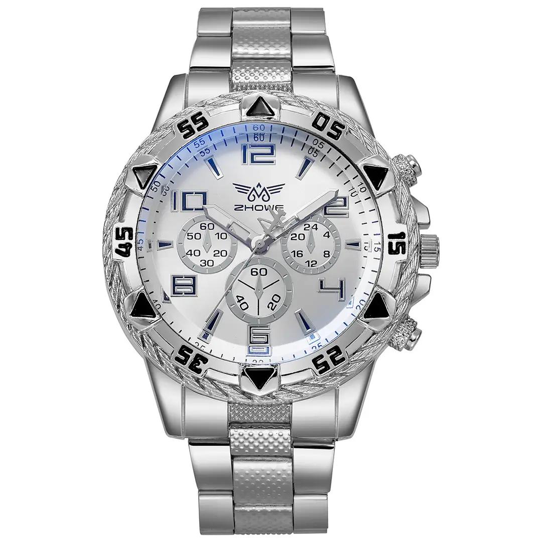 Cross-Border Hot-Selling Men's Watches, Fake Three-Eye Casual Steel Band Watches, Men's Wristwatches, Alloy Quartz Watches, Wholesale — feature 9