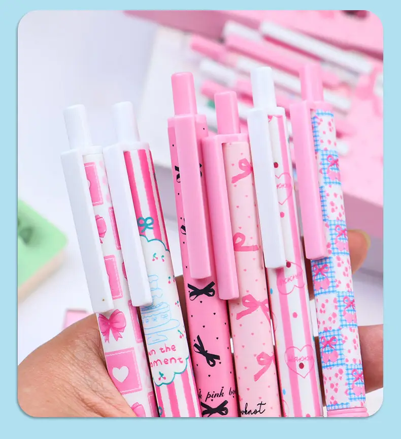 Limited Edition Pink Bowknot High-Appearance Retractable Pen 0.5mm Black Quick-Dry Smooth Writing Student Gel Pen — feature 9