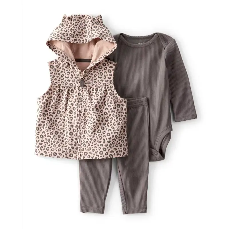 Foreign Trade Children's Clothing Spring and Autumn Cross-Border Dropshipping Baby Hooded Jacket Long Pants Long-Sleeve Romper Infant Three-Piece Set