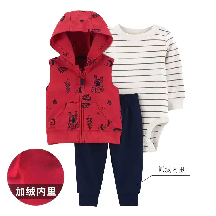 Foreign Trade Children's Clothing Spring and Autumn Cross-Border Dropshipping Baby Hooded Jacket Long Pants Long-Sleeve Romper Infant Three-Piece Set — feature 12
