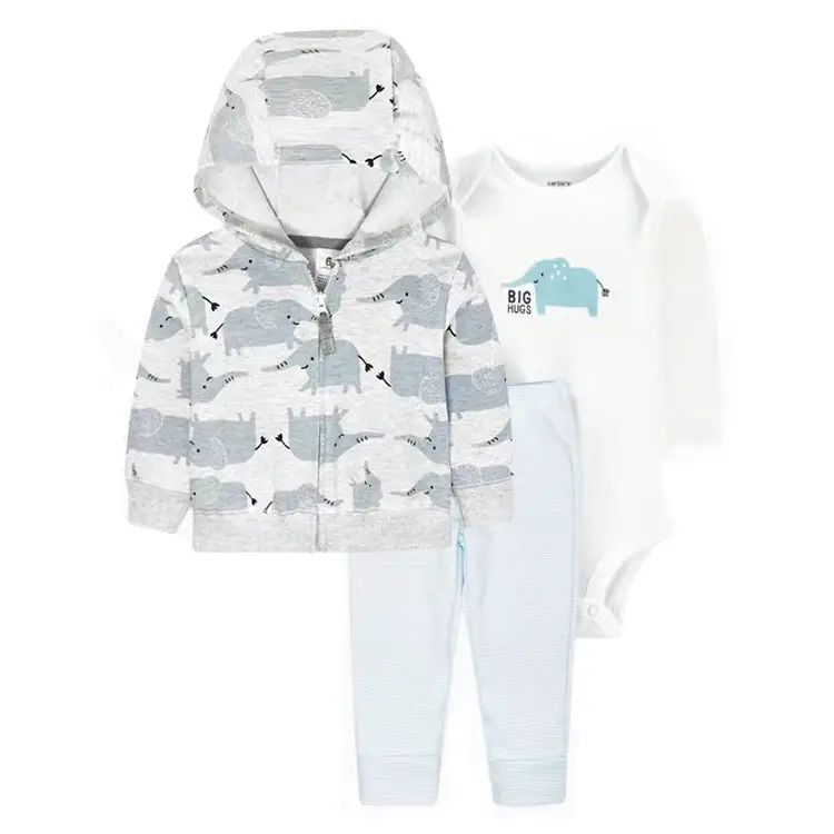 Foreign Trade Children's Clothing Spring and Autumn Cross-Border Dropshipping Baby Hooded Jacket Long Pants Long-Sleeve Romper Infant Three-Piece Set — feature 23