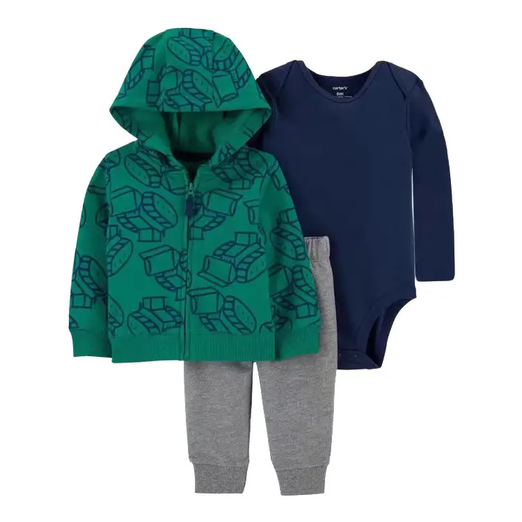 Foreign Trade Children's Clothing Spring and Autumn Cross-Border Dropshipping Baby Hooded Jacket Long Pants Long-Sleeve Romper Infant Three-Piece Set — feature 24