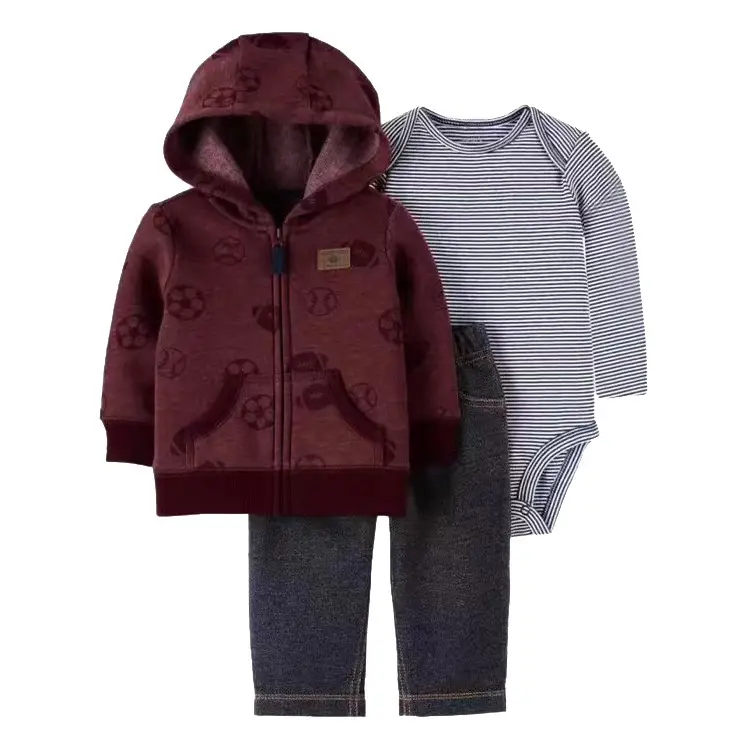Foreign Trade Children's Clothing Spring and Autumn Cross-Border Dropshipping Baby Hooded Jacket Long Pants Long-Sleeve Romper Infant Three-Piece Set — feature 26