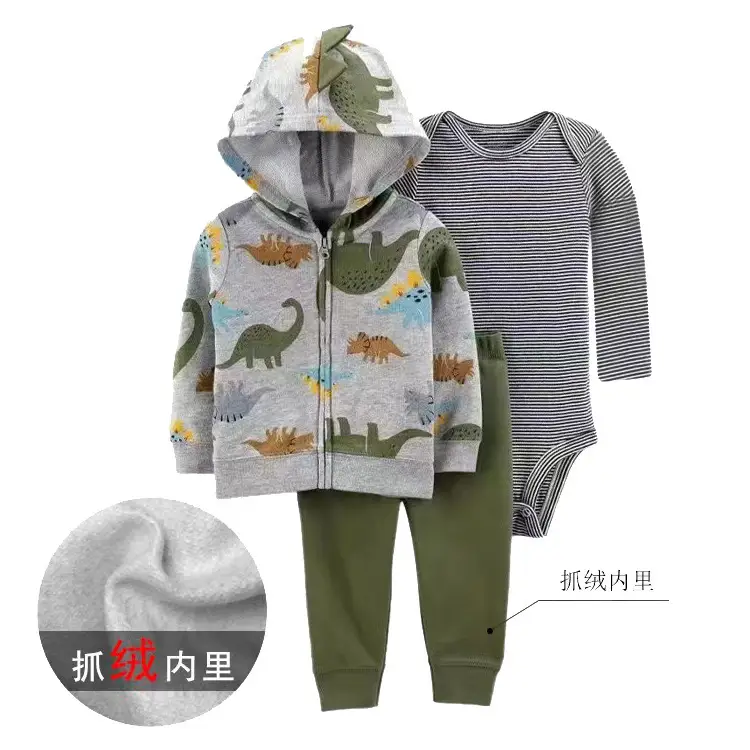 Foreign Trade Children's Clothing Spring and Autumn Cross-Border Dropshipping Baby Hooded Jacket Long Pants Long-Sleeve Romper Infant Three-Piece Set — feature 29
