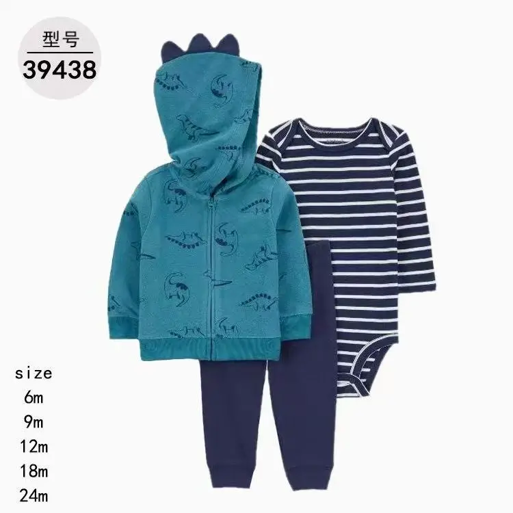 Foreign Trade Children's Clothing Spring and Autumn Cross-Border Dropshipping Baby Hooded Jacket Long Pants Long-Sleeve Romper Infant Three-Piece Set — feature 43
