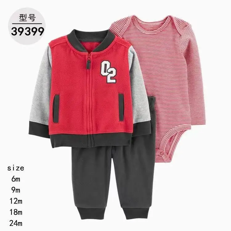 Foreign Trade Children's Clothing Spring and Autumn Cross-Border Dropshipping Baby Hooded Jacket Long Pants Long-Sleeve Romper Infant Three-Piece Set — feature 5