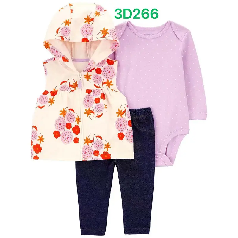 Foreign Trade Children's Clothing Spring and Autumn Cross-Border Dropshipping Baby Hooded Jacket Long Pants Long-Sleeve Romper Infant Three-Piece Set
