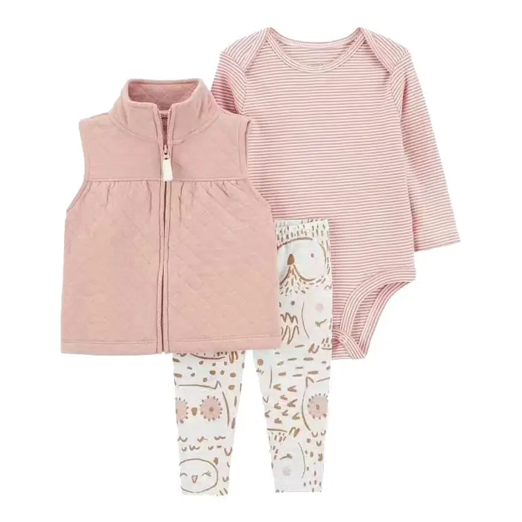 Foreign Trade Children's Clothing Spring and Autumn Cross-Border Dropshipping Baby Hooded Jacket Long Pants Long-Sleeve Romper Infant Three-Piece Set
