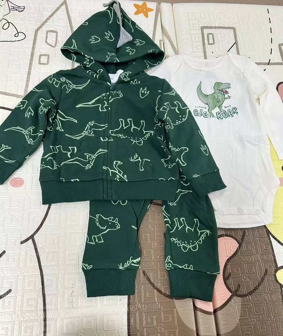 Foreign Trade Children's Clothing Spring and Autumn Cross-Border Dropshipping Baby Hooded Jacket Long Pants Long-Sleeve Romper Infant Three-Piece Set