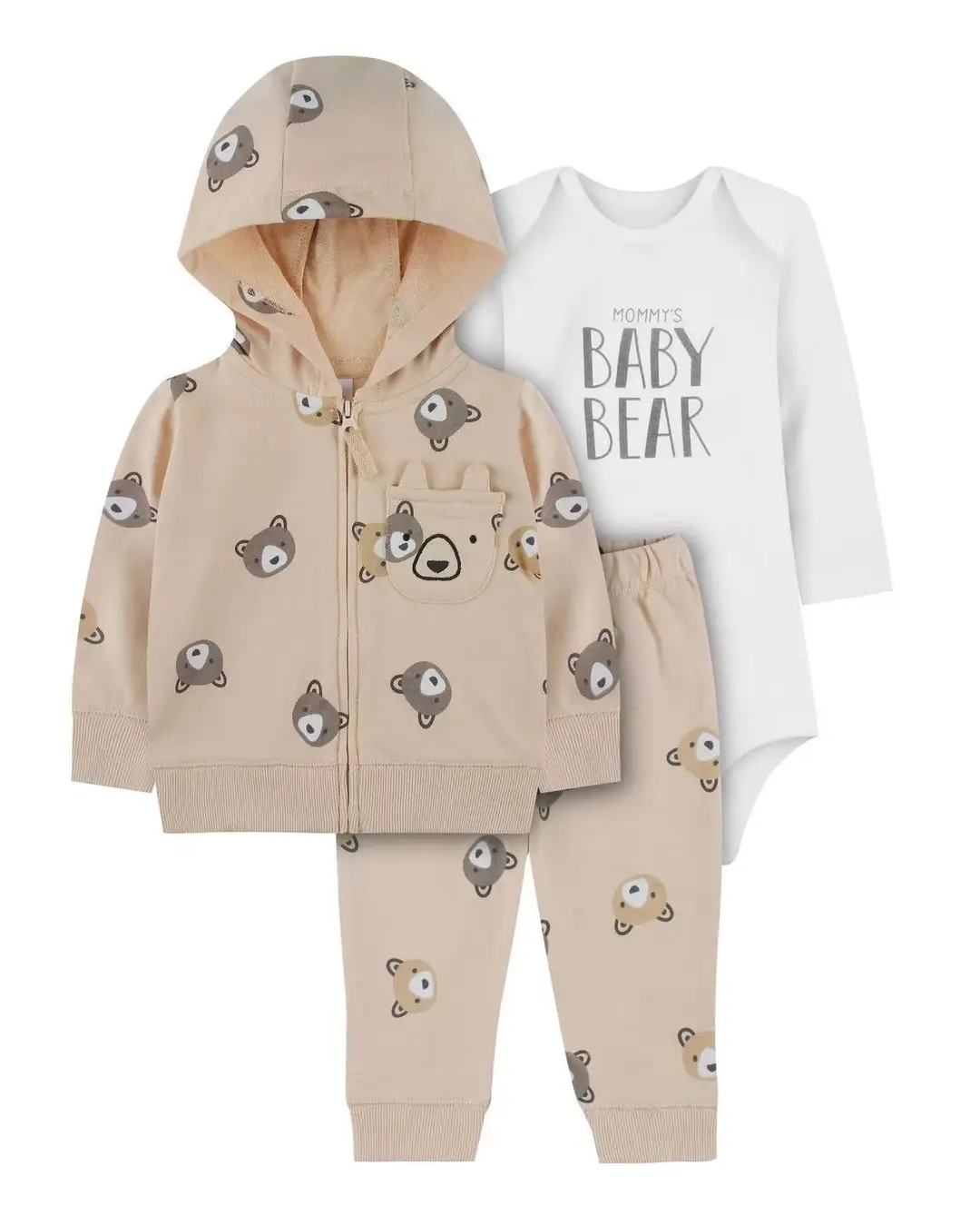 Foreign Trade Children's Clothing Spring and Autumn Cross-Border Dropshipping Baby Hooded Jacket Long Pants Long-Sleeve Romper Infant Three-Piece Set