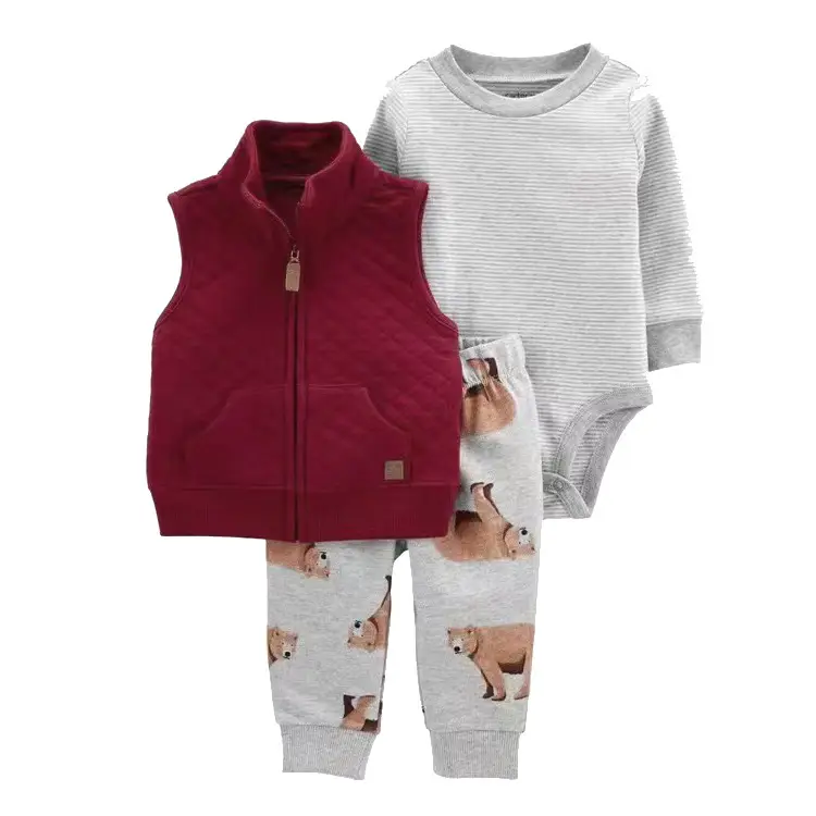 Foreign Trade Children's Clothing Spring and Autumn Cross-Border Dropshipping Baby Hooded Jacket Long Pants Long-Sleeve Romper Infant Three-Piece Set