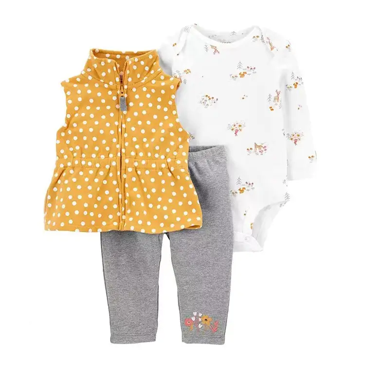 Foreign Trade Children's Clothing Spring and Autumn Cross-Border Dropshipping Baby Hooded Jacket Long Pants Long-Sleeve Romper Infant Three-Piece Set