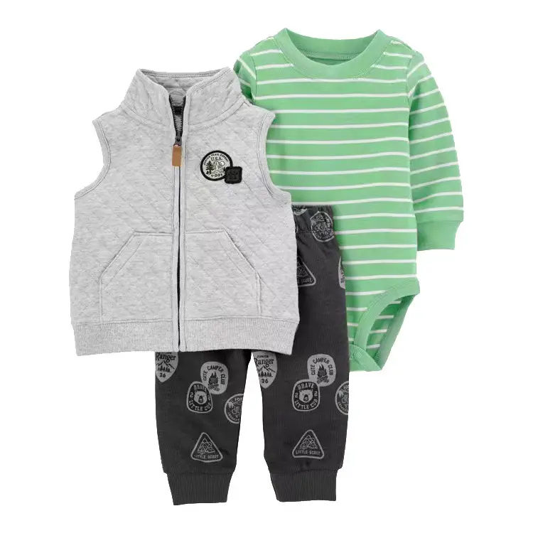 Foreign Trade Children's Clothing Spring and Autumn Cross-Border Dropshipping Baby Hooded Jacket Long Pants Long-Sleeve Romper Infant Three-Piece Set
