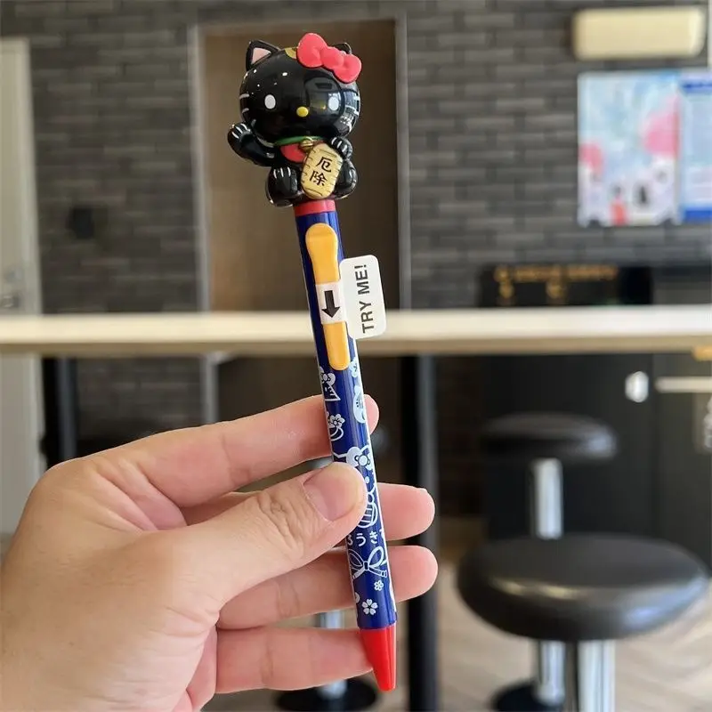Japanese Version Sanrio Hello Kitty Lucky Cat Shaking Ballpoint Pen with Press Button for Good Luck and Fortune, Warding Off Bad Luck, Hello Kitty