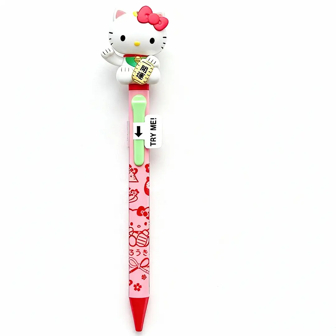 Japanese Version Sanrio Hello Kitty Lucky Cat Shaking Ballpoint Pen with Press Button for Good Luck and Fortune, Warding Off Bad Luck, Hello Kitty — feature 1