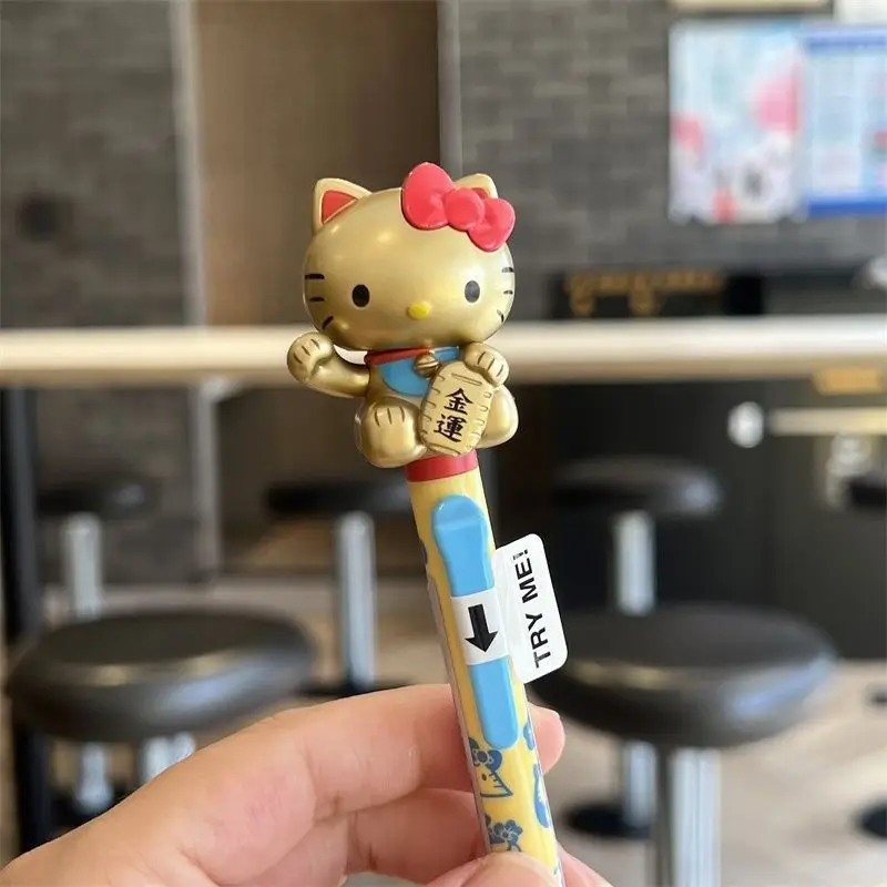 Japanese Version Sanrio Hello Kitty Lucky Cat Shaking Ballpoint Pen with Press Button for Good Luck and Fortune, Warding Off Bad Luck, Hello Kitty