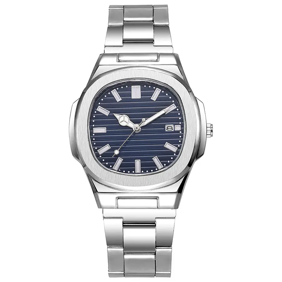 Cross-Border New Model Men's Square Steel Band Watches Wholesale, Simple and Stylish Men's Wristwatches, High-End Quartz Watches Wholesale