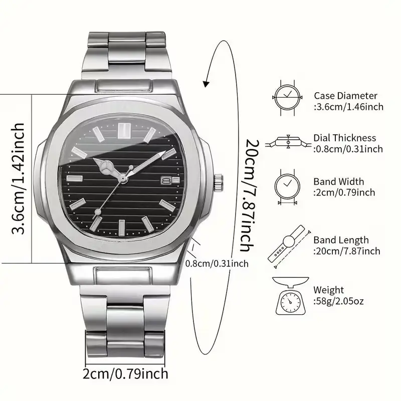 Cross-Border New Model Men's Square Steel Band Watches Wholesale, Simple and Stylish Men's Wristwatches, High-End Quartz Watches Wholesale — feature 5