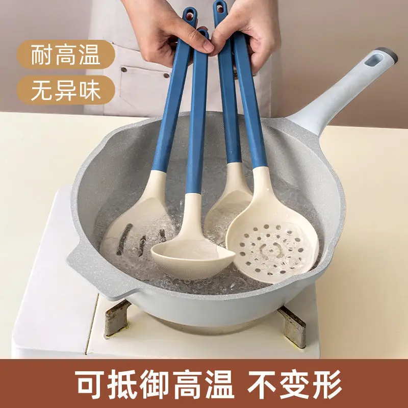 Food-Grade Silicone Spatula, Non-Stick Cooking Spatula, Household High-Temperature Resistant Colander, Soup Spoon, Kitchen Utensil Set