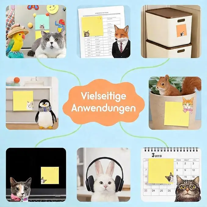 Cross-Border Colorful Cat Sticky Notes with Strong Adhesive, Solid Color Sticky Notes, Creative Cute Small Notebooks for Students to Use — feature 16