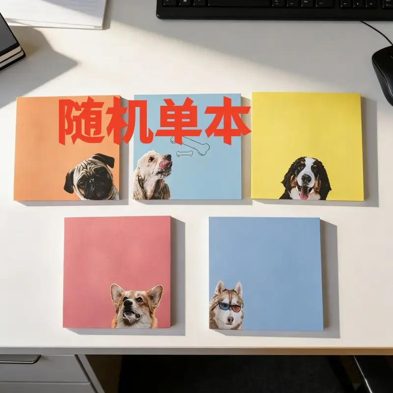 Cross-Border Colorful Cat Sticky Notes with Strong Adhesive, Solid Color Sticky Notes, Creative Cute Small Notebooks for Students to Use