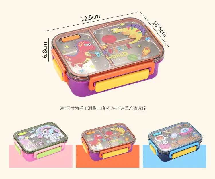 Cartoon Dinosaur, Football, Unicorn, Astronaut, Cute Children's Food-Grade Lunch Box, Stainless Steel Lunch Box with Compartments — feature 16