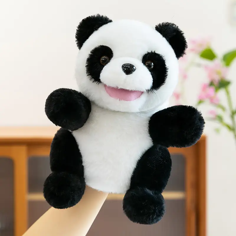 Cross-Border Zoo Souvenirs, Plush Toys, Animal Tiger Raccoon Hand Puppets, Parent-Child Dolls, Kindergarten Performances