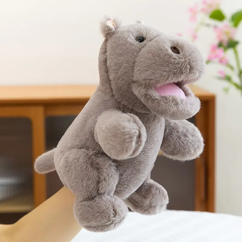 Cross-Border Zoo Souvenirs, Plush Toys, Animal Tiger Raccoon Hand Puppets, Parent-Child Dolls, Kindergarten Performances