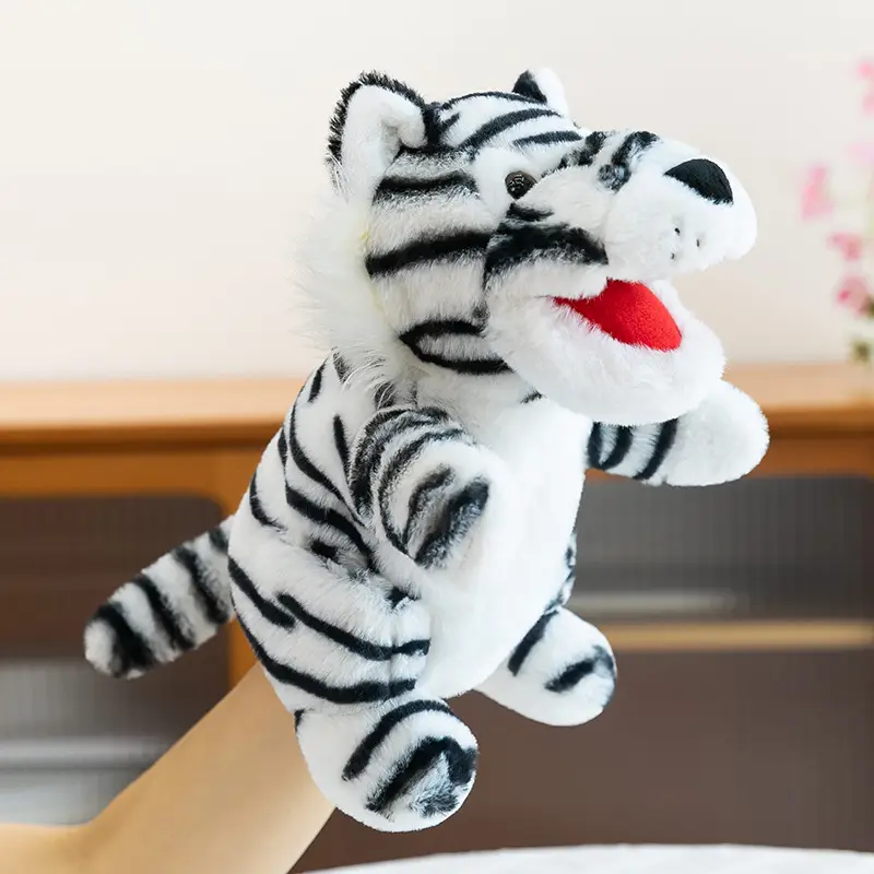 Cross-Border Zoo Souvenirs, Plush Toys, Animal Tiger Raccoon Hand Puppets, Parent-Child Dolls, Kindergarten Performances