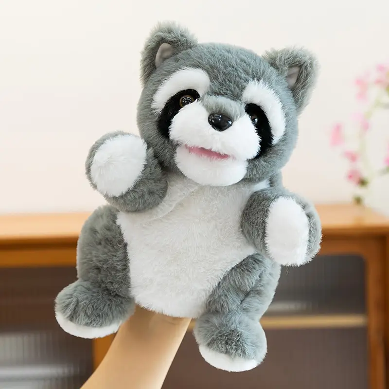 Cross-Border Zoo Souvenirs, Plush Toys, Animal Tiger Raccoon Hand Puppets, Parent-Child Dolls, Kindergarten Performances