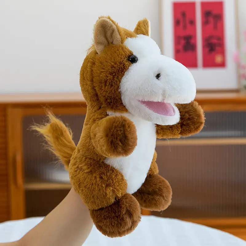 Cross-Border Zoo Souvenirs, Plush Toys, Animal Tiger Raccoon Hand Puppets, Parent-Child Dolls, Kindergarten Performances