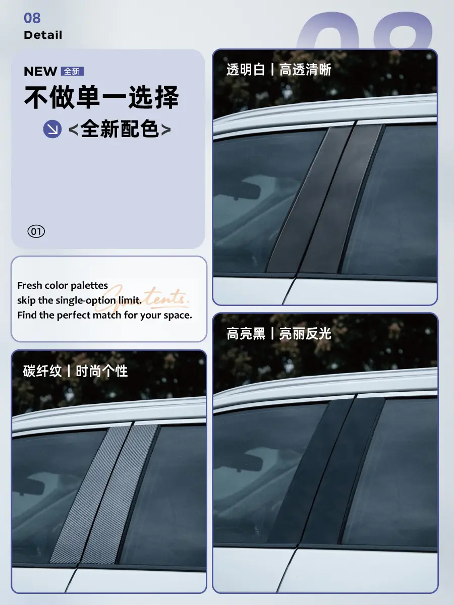 Chery Tiggo 9/8/7 Explore 06 Fengyun T9/T10 Arrizo Icar03 Car Window V23 Center Pillar Protective Film — feature 13