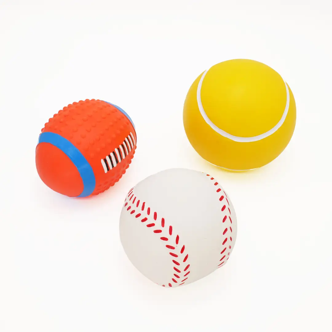 Pet Latex Toy Ball, All Types of Dog Squeaky Toys, Teeth Cleaning Toys, Football, Rugby Dog Toys, Pet Play Toys