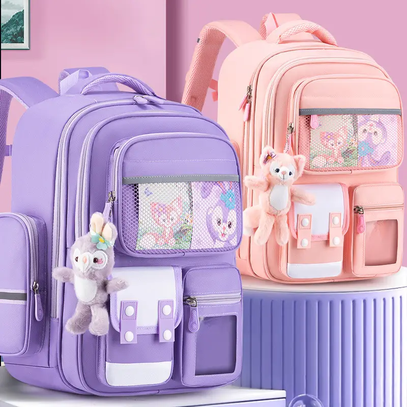 Cross-Border Schoolbags for Primary School Students, Large Capacity, Anti-Hunchback, Wear-Resistant, Multi-Compartment Children's Backpacks for Grades 1-6, Wholesale in Stock