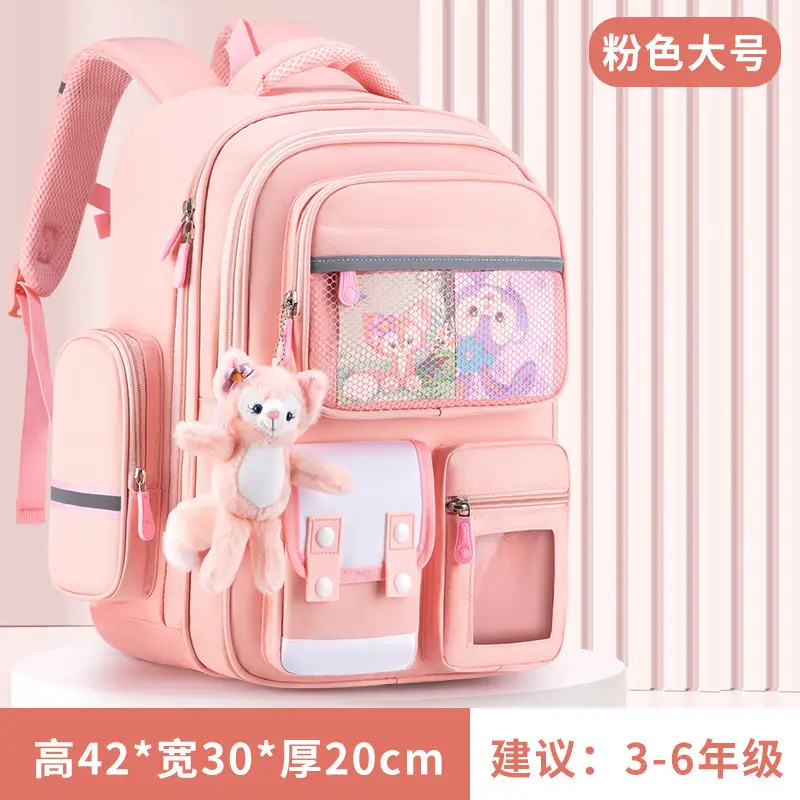 Cross-Border Schoolbags for Primary School Students, Large Capacity, Anti-Hunchback, Wear-Resistant, Multi-Compartment Children's Backpacks for Grades 1-6, Wholesale in Stock