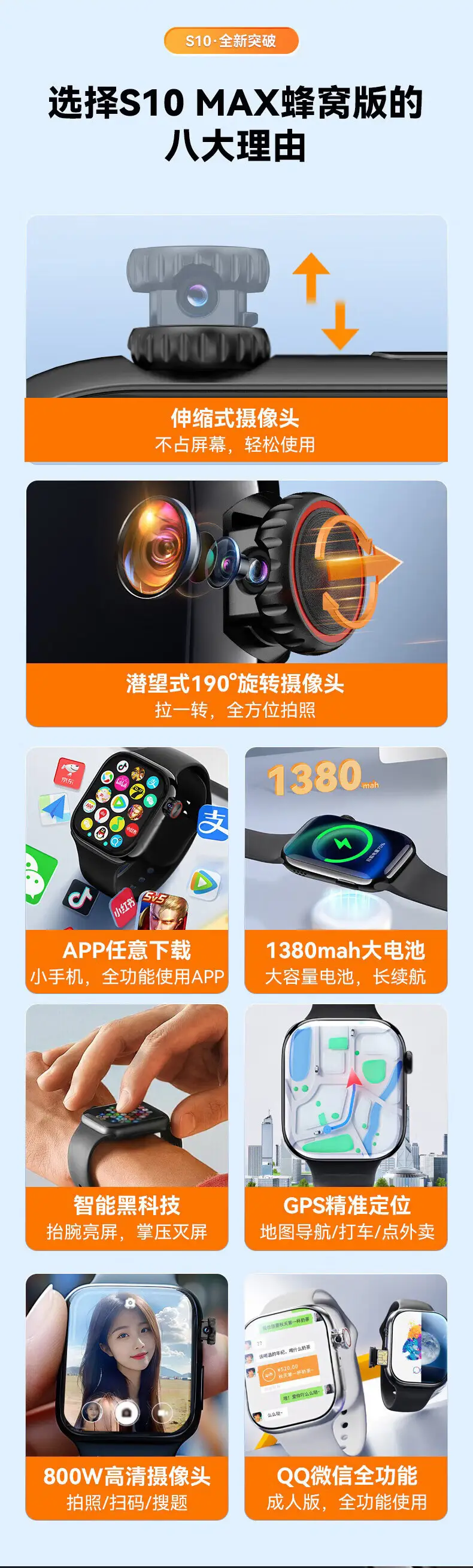 The New Huaqiangbei S11 Smart Watch Can Insert a Sim Card, Top-Of-The-Line Cellular S10 Phone Watch Ultra for Students — feature 4