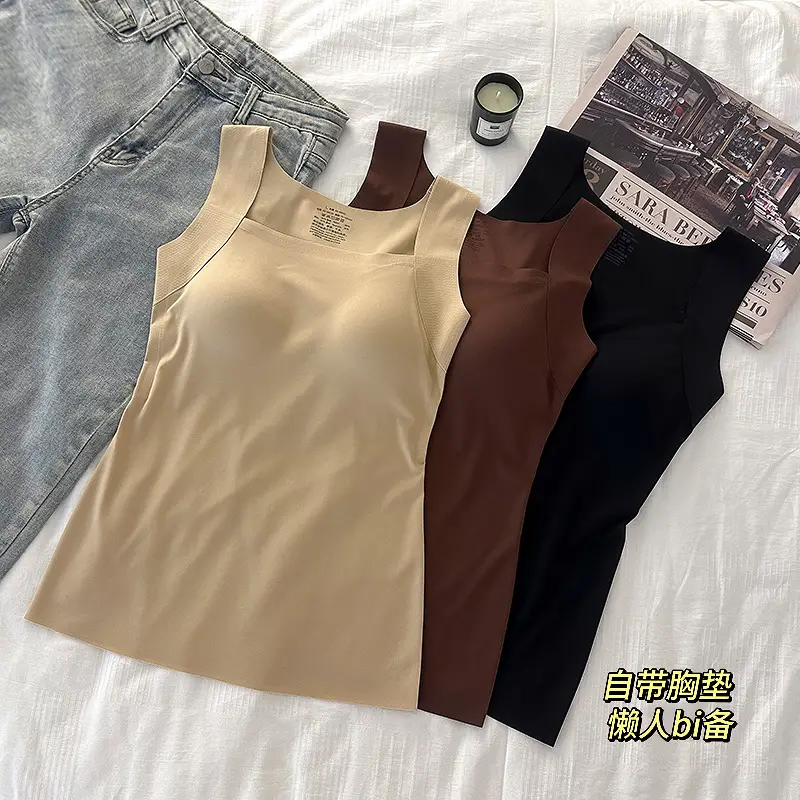Cross-Border Beauty-Enhancing Clothing, Foreign Trade Base Layer Shirt, New Style, No Need to Wear a Bra, Machine Washable, Semi-Fixed Cup Women's Underwear