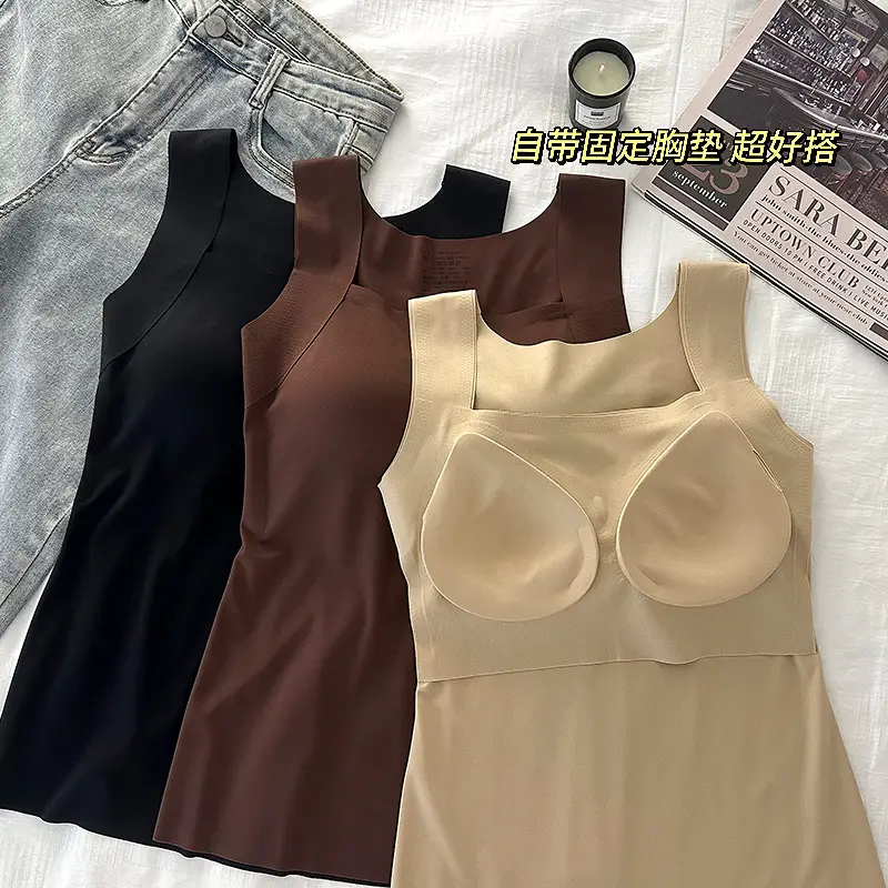 Cross-Border Beauty-Enhancing Clothing, Foreign Trade Base Layer Shirt, New Style, No Need to Wear a Bra, Machine Washable, Semi-Fixed Cup Women's Underwear
