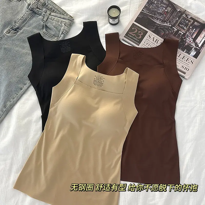 Cross-Border Beauty-Enhancing Clothing, Foreign Trade Base Layer Shirt, New Style, No Need to Wear a Bra, Machine Washable, Semi-Fixed Cup Women's Underwear — feature 1
