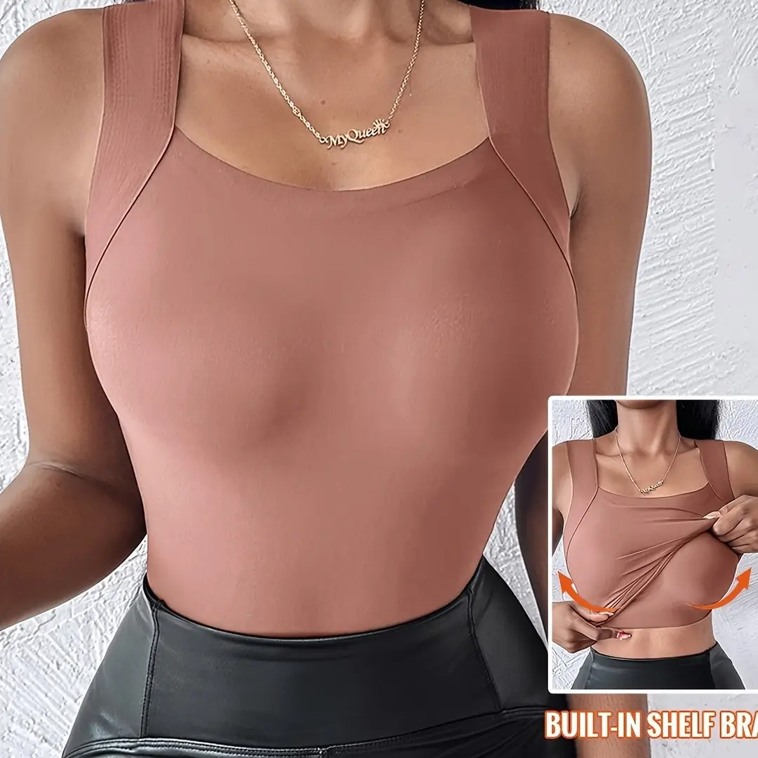 Cross-Border Beauty-Enhancing Clothing, Foreign Trade Base Layer Shirt, New Style, No Need to Wear a Bra, Machine Washable, Semi-Fixed Cup Women's Underwear