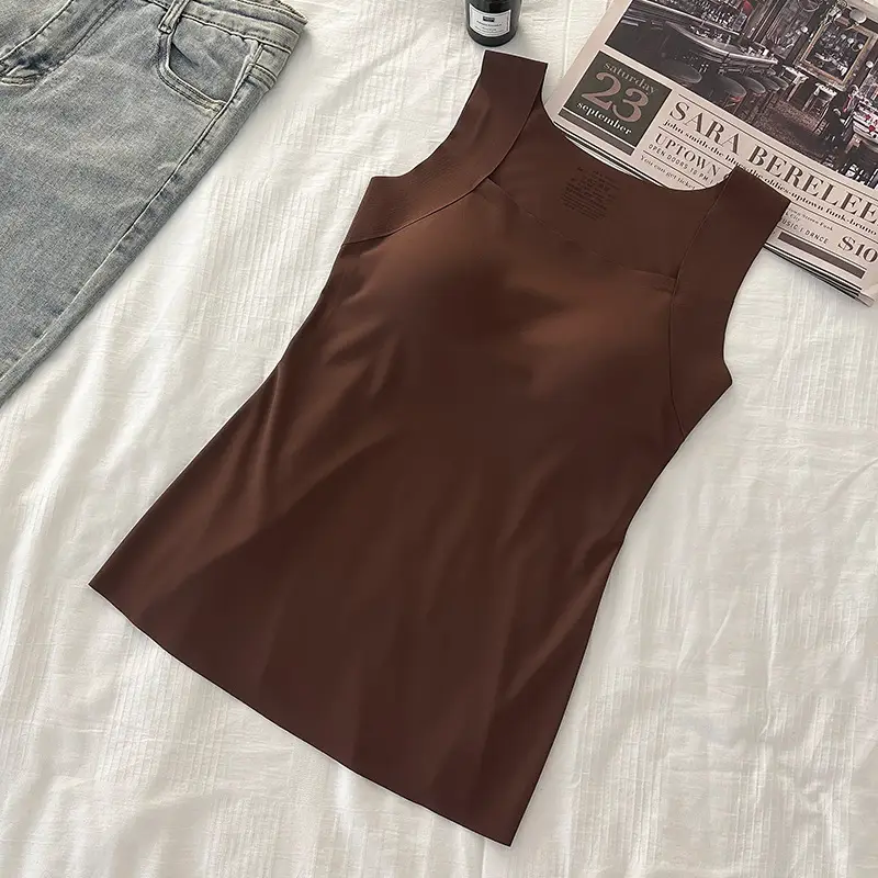 Cross-Border Beauty-Enhancing Clothing, Foreign Trade Base Layer Shirt, New Style, No Need to Wear a Bra, Machine Washable, Semi-Fixed Cup Women's Underwear