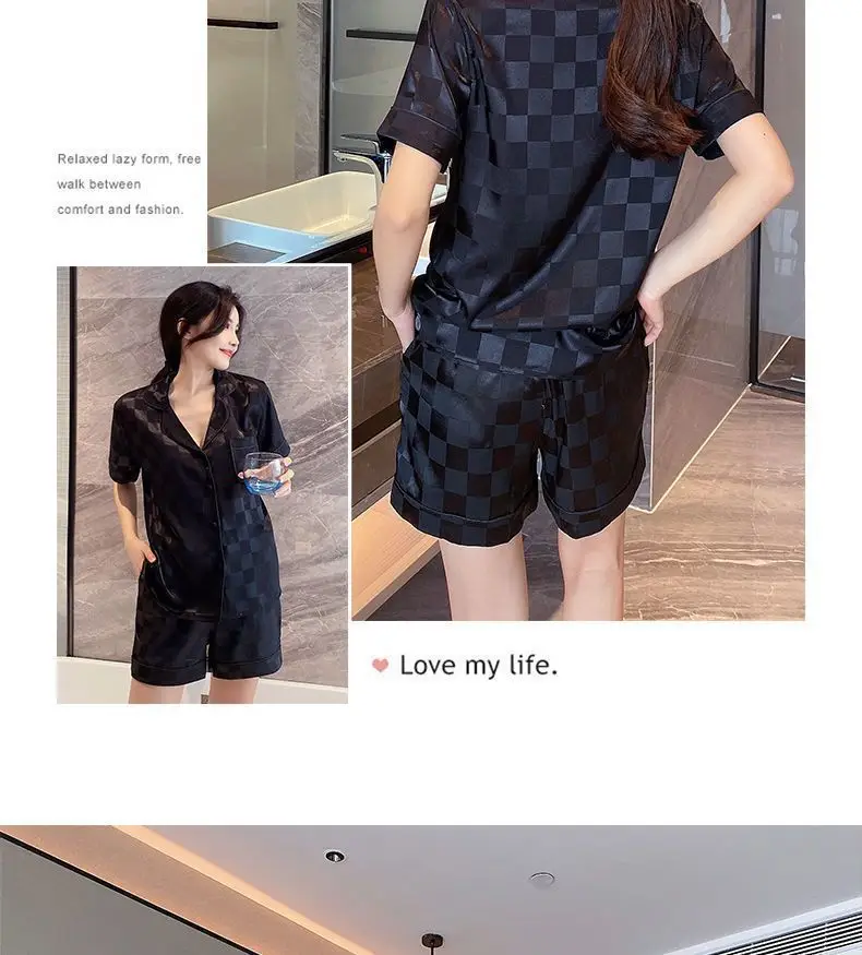 Wholesale Ice Silk Pajamas for Women, Summer Short-Sleeve, 2026 New Model, High-End, Thin, Loose, Cute Loungewear, Cross-Border — feature 11