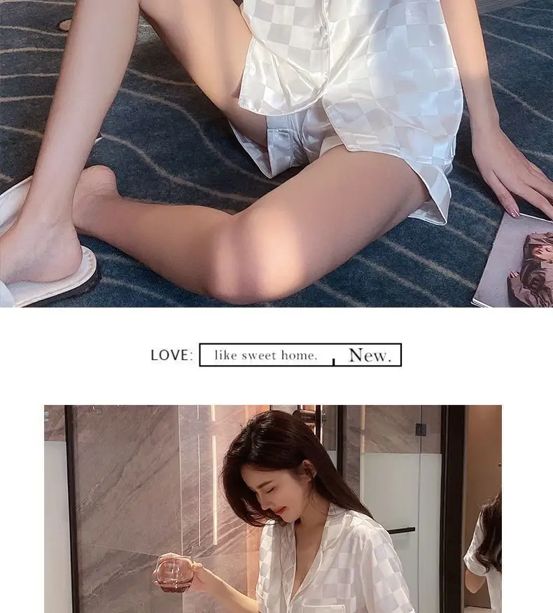 Wholesale Ice Silk Pajamas for Women, Summer Short-Sleeve, 2026 New Model, High-End, Thin, Loose, Cute Loungewear, Cross-Border — feature 17