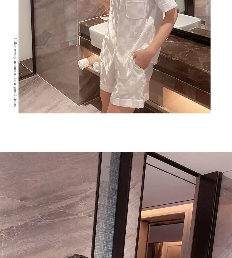 Wholesale Ice Silk Pajamas for Women, Summer Short-Sleeve, 2026 New Model, High-End, Thin, Loose, Cute Loungewear, Cross-Border — feature 18