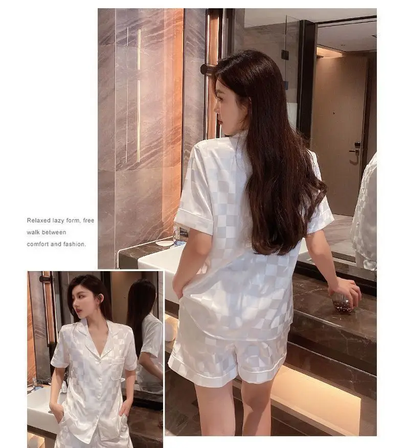 Wholesale Ice Silk Pajamas for Women, Summer Short-Sleeve, 2026 New Model, High-End, Thin, Loose, Cute Loungewear, Cross-Border — feature 20