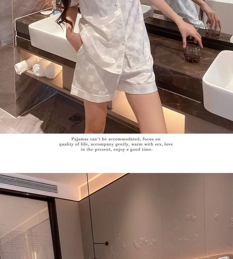 Wholesale Ice Silk Pajamas for Women, Summer Short-Sleeve, 2026 New Model, High-End, Thin, Loose, Cute Loungewear, Cross-Border — feature 22