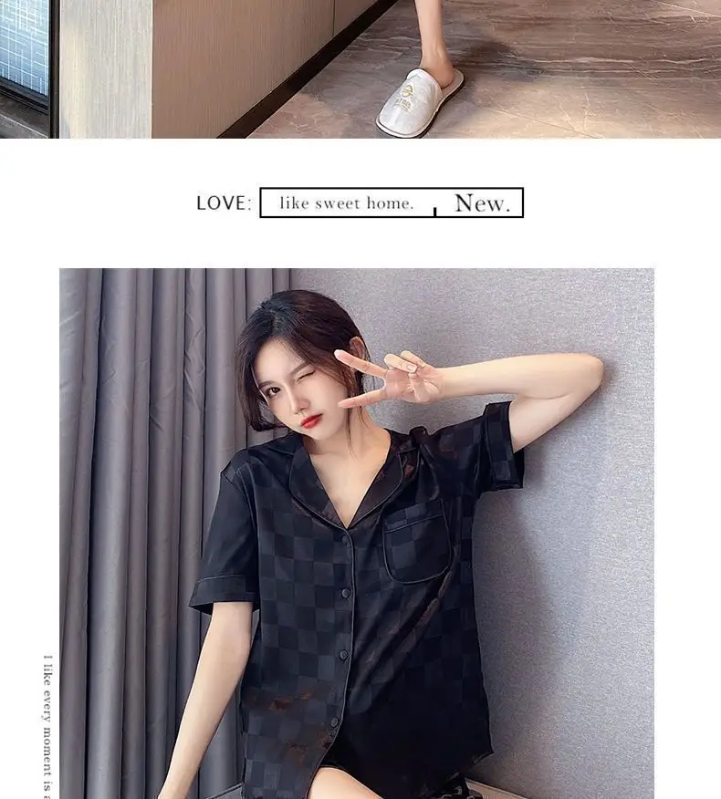 Wholesale Ice Silk Pajamas for Women, Summer Short-Sleeve, 2026 New Model, High-End, Thin, Loose, Cute Loungewear, Cross-Border — feature 8