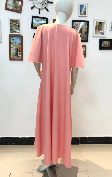 2025 Cross-Border European and American Foreign Trade Women's Ethnic Style Solid Color Dress with Appliqué Trim — feature 4